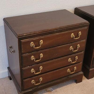 Lot 285: Vintage PAIR of ETHAN ALLEN 4-Drawer Side Tables 