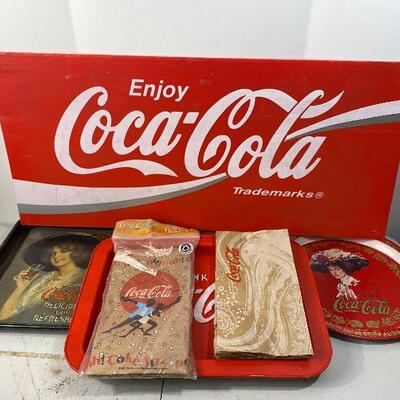 Lot# 68 Coca Cola Lot 3 Trays Sign Lunch Bags Coke Pepsi 