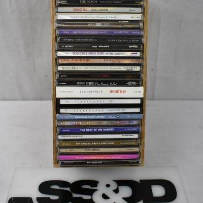 28 Music CDs in a Wood Box Organizer: Acoustic -to- Amy Winehouse