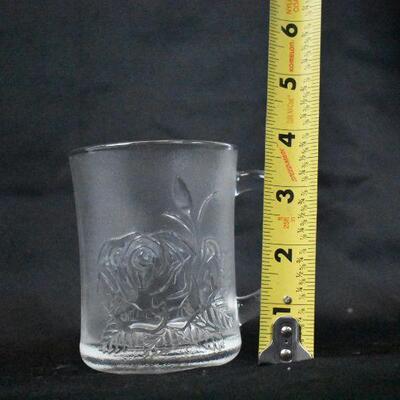 3 pc: 2 Glass mugs, 1 creamer - Floral Design