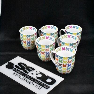 6 Mugs - Colorful Butterflies on White