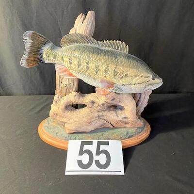 LOT#55DR: Wooden Large Mouth Bass on Driftwood