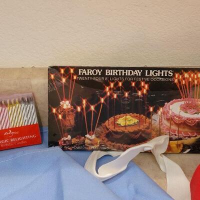 Lot 5: NEW Kitchen Aprons (3), Cupcake Decorations and Birthday Candles