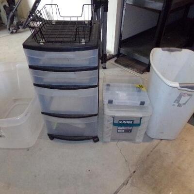 LOT 143  STORAGE CONTAINERS AND TRASH CAN