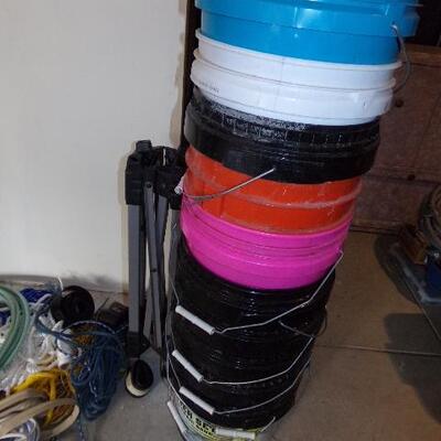 LOT 144  PLASTIC BUCKETS AND ROPE