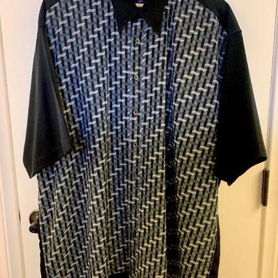 LOT 134  MEN'S ROCKABILLY STYLE BLACK SHIRT PRINT FRONT FALCON BAY CLASSICS 2XL