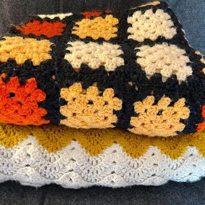 LOT 163  VINTAGE HAND KNIT AFGANS THROWS