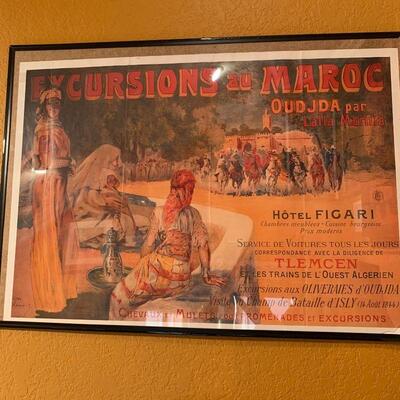 LOT 168  POSTER REPRODUCTION EXCURSIONS ON  MAROC MOROCCO TRAVEL POSTER