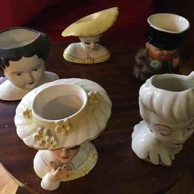 Collection of 5 Vintage Head Vase Planters. LOT 13 