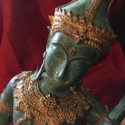 Large Vintage Bronze Hindu God Statue 10 x 7 x 12â€ Tall. LOT 14