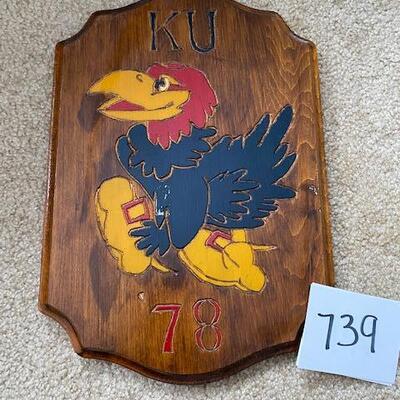 Lot 739 - KU Jayhawk wood Plaque