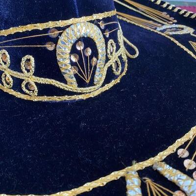 Lot 751 -Gold and  Black Velvet Sombrero made in Mexico