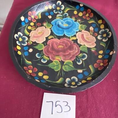 Lot 753 - Wooden Hand Painted Platter