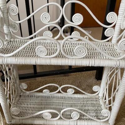 Lot 756 -  White Wicker Mirror and shelf set