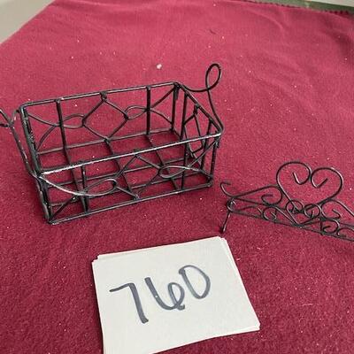 Lot 760 - wire basket and card holder