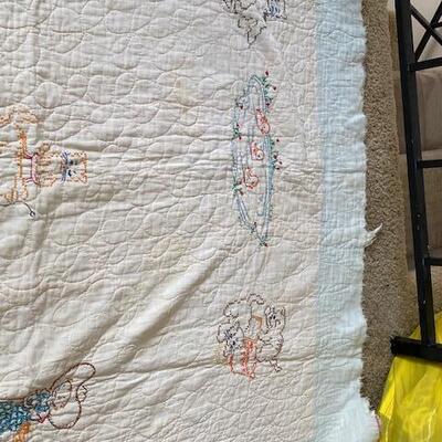 Lot 781 - Vintage hand embroidered baby quilt