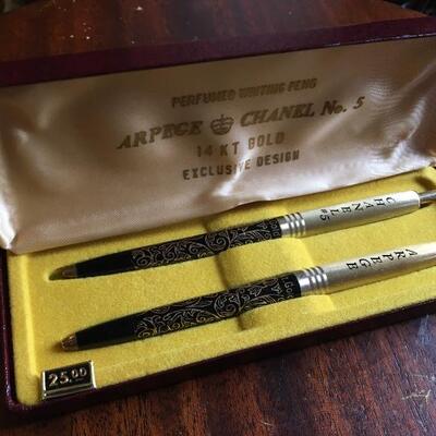 Vintage ARPEGE CHANEL NO5 Perfume 14k Writing Pens. LOT 30