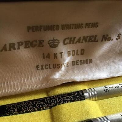 Vintage ARPEGE CHANEL NO5 Perfume 14k Writing Pens. LOT 30