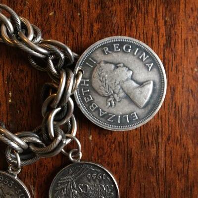 Vintage Silver Coin Bracelet and Coins 50g. LOT 33