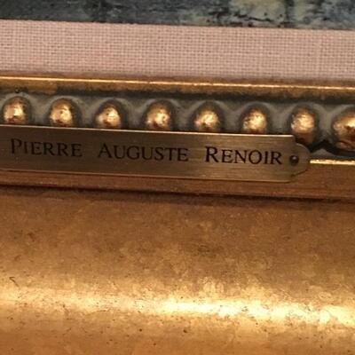Large Renoir Print on Canvas and Gallery Frame with Light 25.5â€ x 33â€. LOT 38