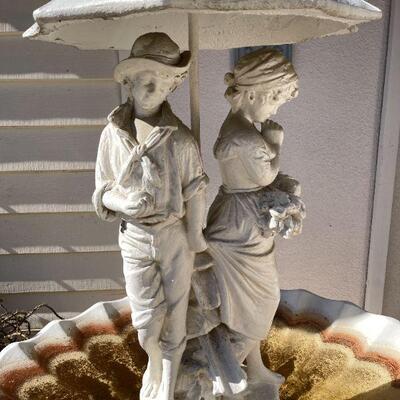 LOT 192  HUGE CONCRETE FOUNTAIN "FIRST LOVE" UMBRELLA BOY GIRL 