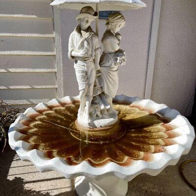 LOT 192  HUGE CONCRETE FOUNTAIN "FIRST LOVE" UMBRELLA BOY GIRL 