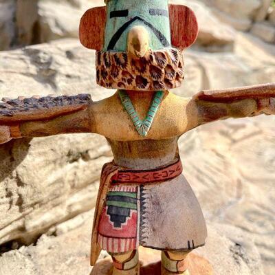 LOT 193  VINTAGE CARVED WOODEN KACHINA EAGLE DANCER BY C JIM 