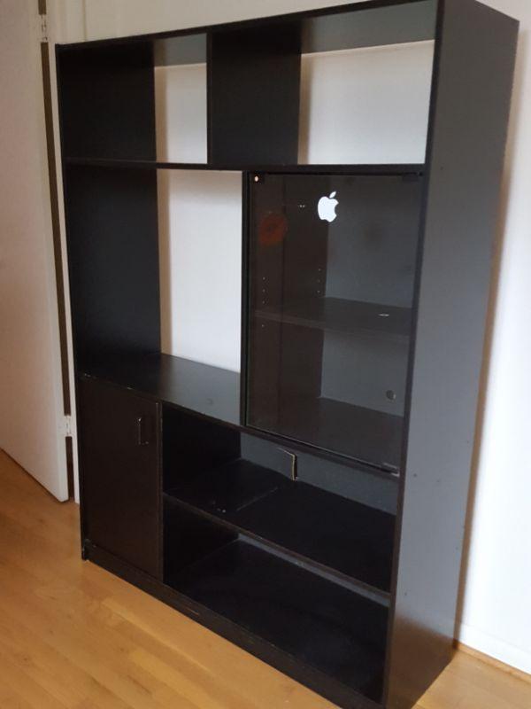 Black Shelving Wall Entertainment Unit 49x15x67