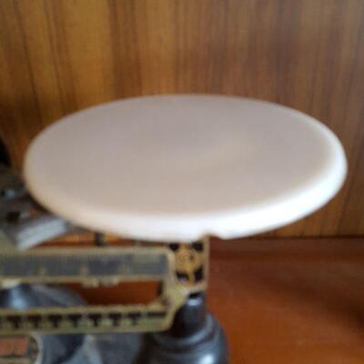 Antique Ohaus Balance Scale Porcelain Plates
