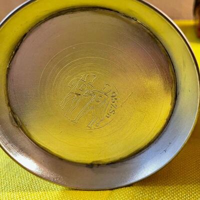 LOT 196  LIDDED PEWTER COLLECTOR'S GERMAN STEIN 3 SCENES PORTRAIT ON LID  