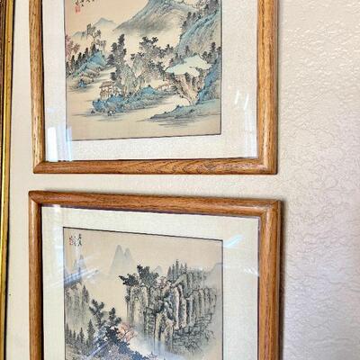 LOT 198  GROUP OF SIX ASIAN SILKSCREENS FRAMED LANDSCAPES 