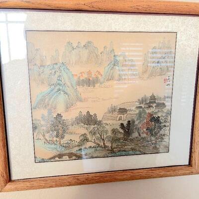 LOT 198  GROUP OF SIX ASIAN SILKSCREENS FRAMED LANDSCAPES 