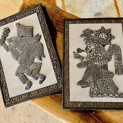 LOT 200  TOURIST ART MEXICAN STONE PLAQUES WITH NATIVE GODS 