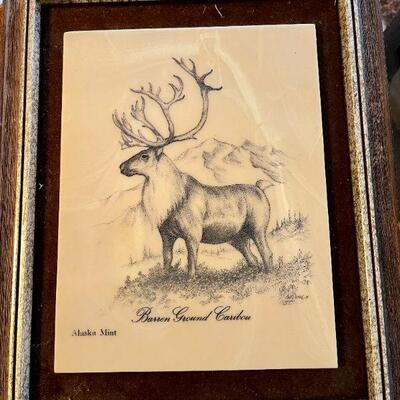 LOT 202 THE ALASKAN MINT WILDLIFE ARTWORK BY BILL DIVINE CARIBOU & POLAR BEAR 