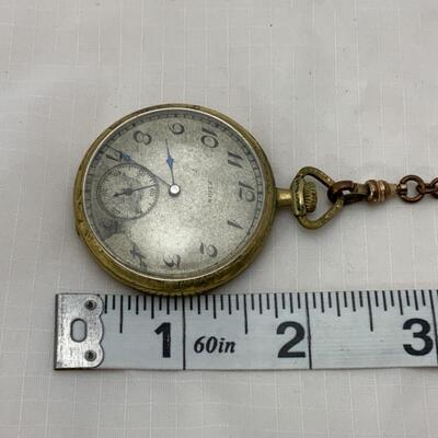 -11- ELGIN | Open Face Pocket Watch | 14K GF Watch | 15j | 1921 | 14K Chain-6g