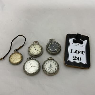 -20- Five Modern Pocket Watches | West Clox | Ever Swiss | For Parts