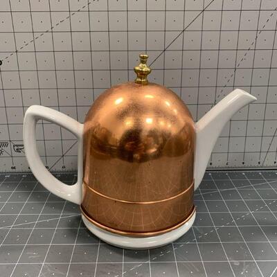 VINTAGE - Ceramic Teapot with Copper Cozy Tea Pot/Tea kettle