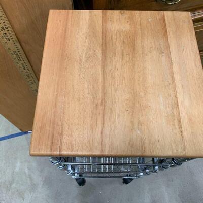 Rolling Kitchen Cart with Wooden Top