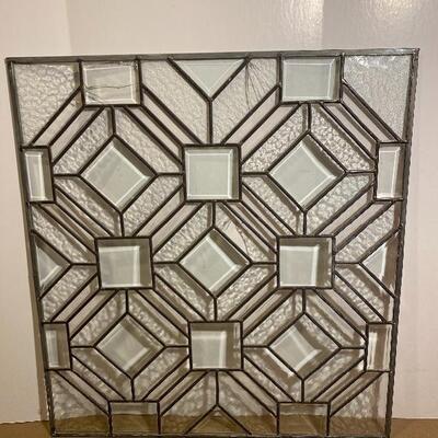 Lot# 107 Leaded Beveled Textured Glass Window Display Piece Cracked