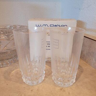 Lot 66: Crystal Bowl, (2) Crystal Glasses & Crystal Vase (with chip)