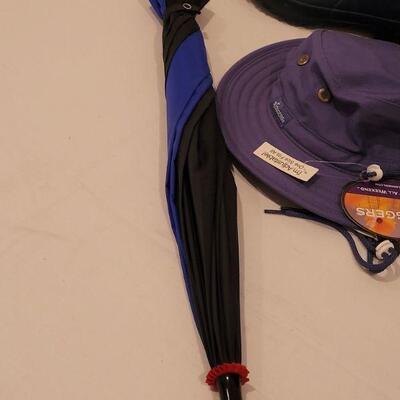 Lot 93: Rubber Boots size 39, Umbrella, Hat