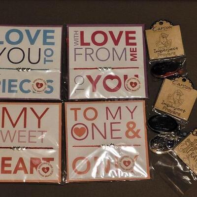 Lot 111: New Valentine's Cards with Bracelets & Carson Keychain 