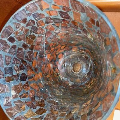 Lot 859 - Mosaic pot and candle holder