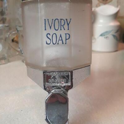 Antique Frosted Glass Ivory Soap Dispenser