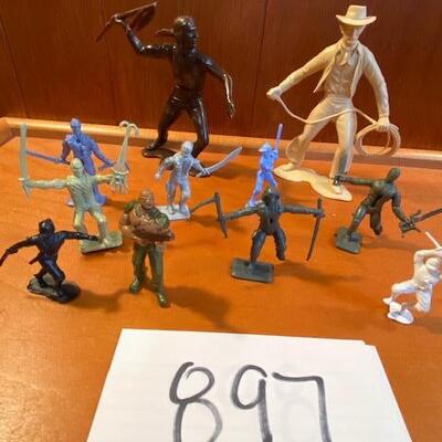 Lot 897 -  Vintage cowboys and Indians and other figures