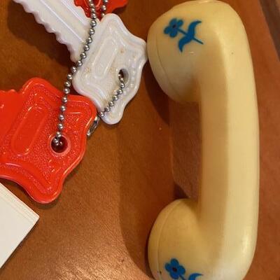 Lot 933 - Vintage baby toys, rattles and keys
