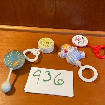 Lot 936 - Vintage baby Rattles