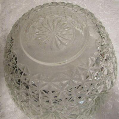 #11 Large Clear Glass Bowl with design
