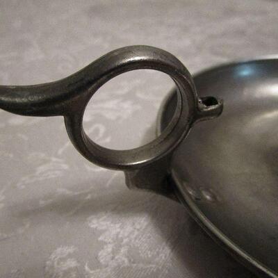 #26 Vintage Pewter looking candle holder with finger loop