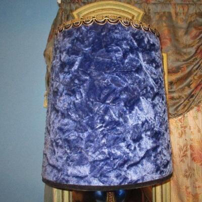 Lot 18 - Blue Art Glass and Brass Lamp LOCAL PICKUP ONLY